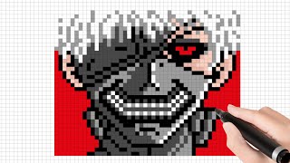 Cara menggambar Kaneki  Tokyo Ghoul  Timelapse Pixel Art [upl. by Pena739]