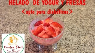 HELADO DE YOGUR Y FRESA CASI SIN CALORÍAS EN 5 MINUTOS apto para diabéticos [upl. by Ritch]