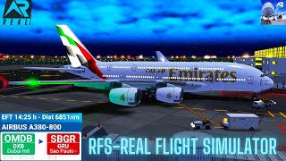 RFS–Real Flight Simulator–Dubai–To–Sao Paulo–Full Flight–A380800ER–Emirates–Full HD–Real Route [upl. by Karub]