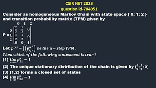 Markov chain rule problem CSIR NET 2023 [upl. by Luckett]