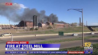 Fire at EVRAZ Steel Mill in Pueblo [upl. by Norraa]