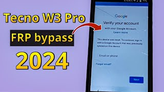 Tecno W3 Pro FRP lock bypass 2024tecno frpbypass frpremove [upl. by Eimirej]