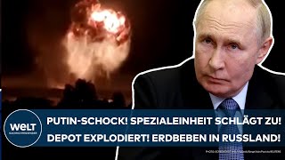 UKRAINEKRIEG Schock für Putin Spezialeinheit zerstört Waffendepot MegaExplosion löst Beben aus [upl. by Heyer]