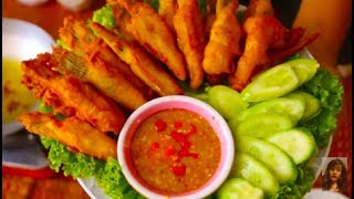 How To Make Deep Fried Salomon Fin With Power  Fast And Yummy Food [upl. by Hpeosj]