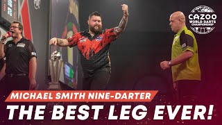 THE BEST LEG OF ALL TIME 🤯 MICHAEL SMITH HITS A NINEDARTER IN A WORLD CHAMPIONSHIP FINAL [upl. by Engel]