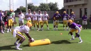 LSU DB Devin Voorhies stops Leonard Fournette to highlight goal line drill  Video [upl. by Byrdie]