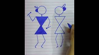 Warli paintingEasy drawing for kidsArt 1 [upl. by Dorey]