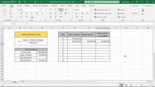 Depreciación en línea recta con Excel [upl. by Florance]