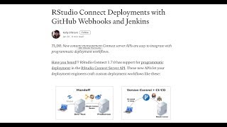 RStudio Connect Deployments with GitHub Webhooks and Jenkins [upl. by Bergeron]