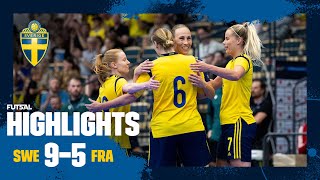 Highlights futsal dam  Sverige–Frankrike 9–5  Seger framför rekordpublik [upl. by Enogitna]