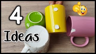 4 LINDAS IDEAS CON TAZAS ROTAS  Manualidades con reciclaje  Crafts with broken cups [upl. by Acirret]