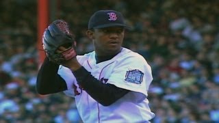 1999 ALCS Gm3 Pedro throws seven shutout fans 12 [upl. by Unhsiv702]