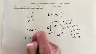 Math 13X Lesson 17 Confidence Intervals Means [upl. by Garold]