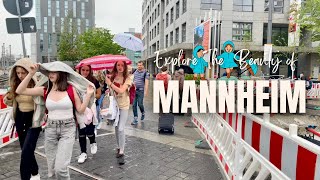 4K Mannheim Germany 🇩🇪  Rain Walk City Center  Es regnet☔️ [upl. by Eimot]