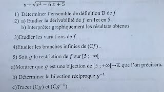 Exercice01Etude de fonction irrationnelle 22Bac2 [upl. by Reeba807]