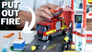 An Actual Working Fire Truck to Put Out Fires LEGO City Fire Station 60320 Review [upl. by Truc]