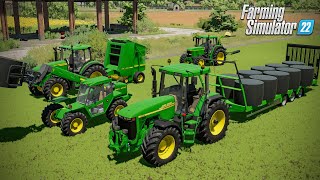 Baling Wrapping and Loading bales with only John Deere  Farming Simulator 22 [upl. by Hallock944]