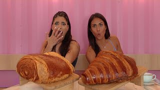 EATING LONDONS BIGGEST CROISSANT ft nuttyfoodiefitness  LeahShutkever [upl. by Atnwahs]