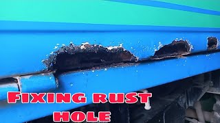 DIY Repair rust hole on multicab  fixing rust hole with Fiberglass [upl. by Adnwahsor517]