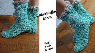 Haak Tutorial  SloffenSokken haken 28 [upl. by Anyr]