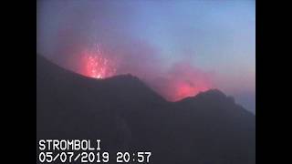 Stromboli volcano  elevated activity 56 July 2019 [upl. by Willi]