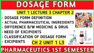 Dosage forms in Pharmaceutics  Classification  Ch2 U1  pharmaceutics 1 b pharmacy [upl. by Stephens764]