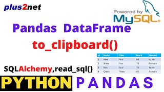 Python Pandas DataFrame data to Clipboard by toclipboard MySQL sample table or Excel as source [upl. by Ellah498]