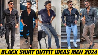 Black Shirt Outfit Ideas For Men 2024  Black Shirt Formal Outfits For Men  Mens Fashion Ideas [upl. by Allemac]