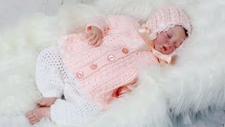 Hand crocheted baby jacket bonnet trousers design  ShiFios Patterns [upl. by Starr]