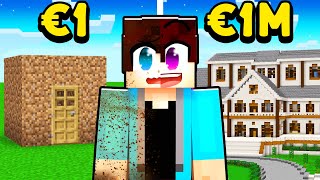 €1 vs 1000000 Minecraft Huis Bouw Challenge [upl. by Rebane]