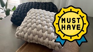 DIY 😍 How To Make Big Chunky Pillow  Braided Pillow Case IDEA  Throw Pillow Style  Cushion Design [upl. by Roselane]