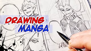 Drawing Manga Panels Real Time  Manga Artist Pencil Sketch [upl. by Riatsala]