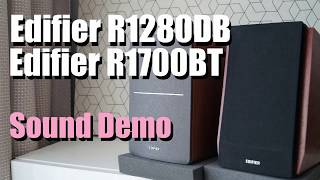 Edifier R1280DB vs Edifier R1700BT  Sound Demo w Bass Test [upl. by Ted18]