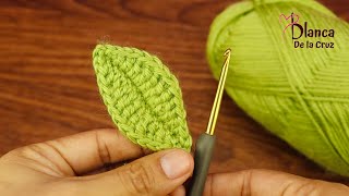 ¡¡Es tan fácil🧶🍃Lo hice con puntadas básicas de crochet🍃🧶HOJAS CROCHET NIVEL PRINCIPIANTE [upl. by Hubsher689]