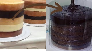 Uma nova forma de blinda seu bolo no acetato com ganache  melhor que ganache cake  PERFECT [upl. by Nosidda]