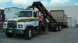 WASTE MANAGEMENT GABREATH ROLLOFF MACK TRUCK IN ACTION [upl. by Merrily]