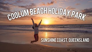 COOLUM BEACH HOLIDAY PARK  SUNSHINE COAST QUEENSLAND  Beach camping with the dog [upl. by Aehtla266]