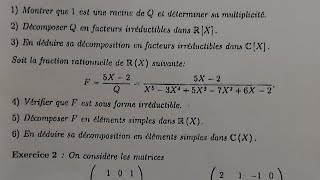 1 corrigé exercice 1 sur les polynome de la série2 algèbre 2 SMPC [upl. by Lucky]