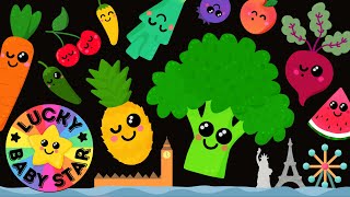 Dancing Fruit amp Veggies On Tour Baby Sensory Fun by Lucky Baby Star Sensory Fruit Stimulation Video [upl. by Animas]