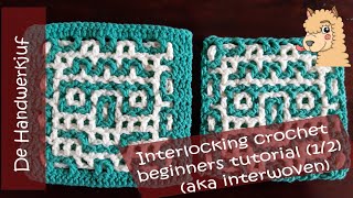 Interlocking crochet beginners tutorial deel 1 ook bekend als Interwoven crochet [upl. by Einalem]