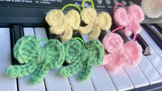 How to crochet a simple bow tutorial for beginners  crochet cute bow easy crochetanywhere [upl. by Ilrahc]