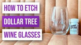 🍷 How to Etch Dollar Tree Wine Glasses  How to Etch Glass With Etching Cream [upl. by Seumas350]