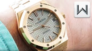 Audemars Piguet Royal Oak Mid Size Nickel Grey Dial 15450OROO1256OR01 Luxury Watch Review [upl. by Moser]