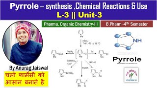 Pyrrole  Synthesis  Chemical Reactions amp Use  L3 Unit3 POC III [upl. by Willow887]