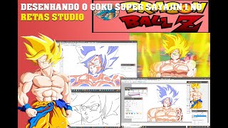 DESENHANDO GOKU O LENDÁRIO SUPER SAYAJIN NO RETAS STUDIO [upl. by Pan40]