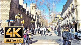 La Rambla 🇪🇸 Barcelona 🇪🇸 Spain 4K 60fps 2022 sunny walk 4K UHD España [upl. by Annecorinne435]