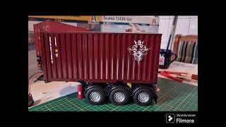 Container Trailer RC Italeri model Scale 124 blinkers Part 1 Scania S 770 V8 Mercedes Actros Man [upl. by Saitam746]