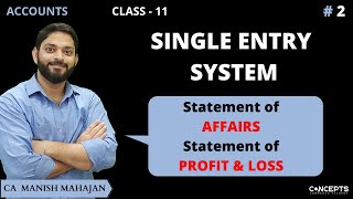 Statement of Affairs and Statement of Profit amp Loss  Single Entry System  Incomplete Records [upl. by Alcine]