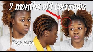 TAKING DOWN MY 2 MONTH OLD CORNROWS  ONE YEAR PROTECTIVE STYLING  MASSIVE HAIR GROWTH [upl. by Kathrine723]