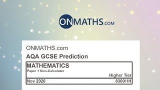 2020 November AQA Higher Paper 1 Maths GCSE Predicted Paper Non Calculator Exam 83001H Nov 2020 [upl. by Lucius38]